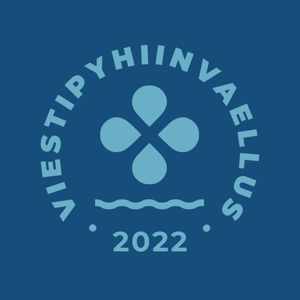 Sinisellä pohjalla pyöreä kuvio, jota reunustaa teksti Viestipyhiinvaellus 2022
